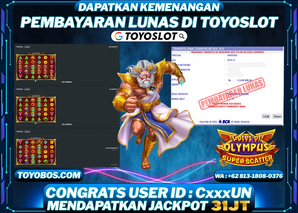 BUKTI KEMENANGAN Gates of Olympus Super Scatter Rp31,000,000- LUNAS